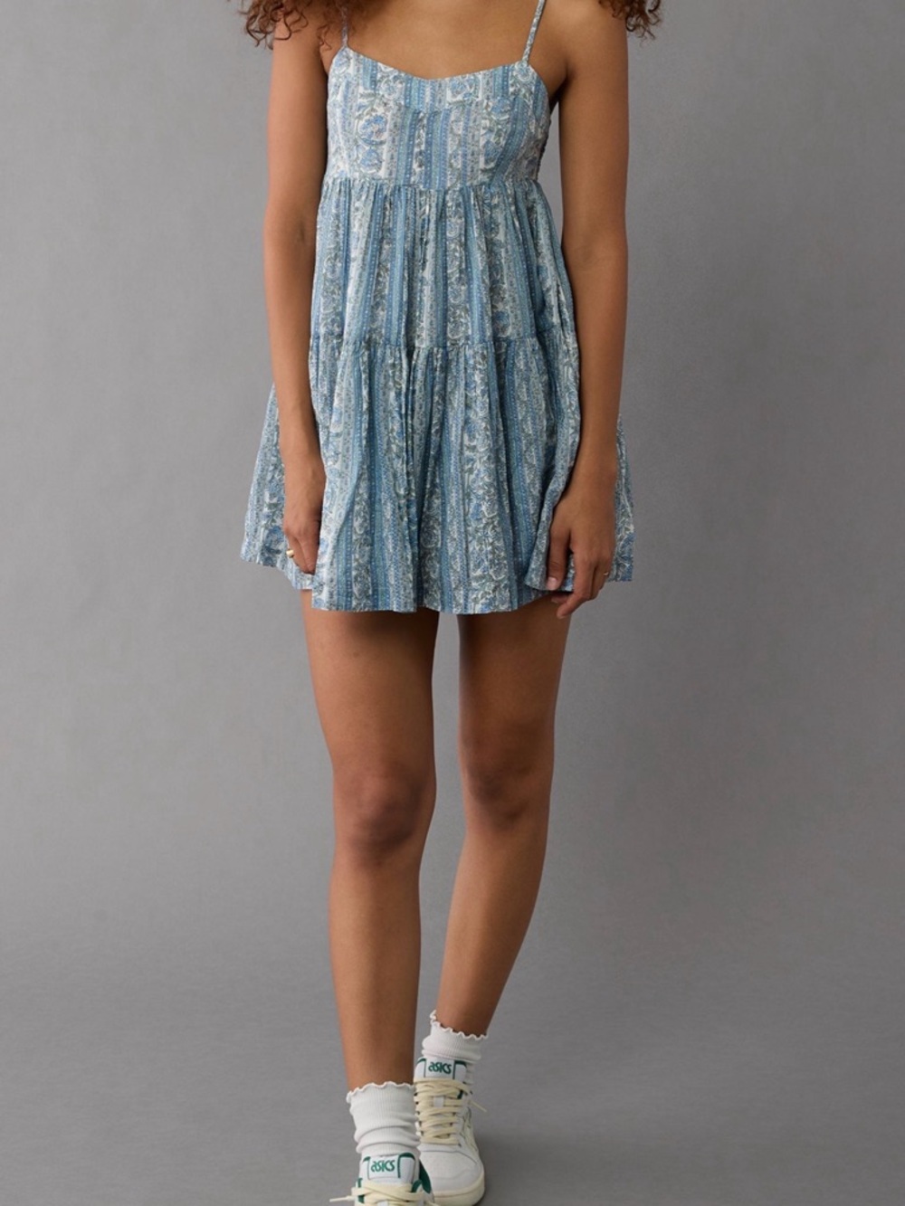 American Eagle Tiered Mini Babydoll Dress $55